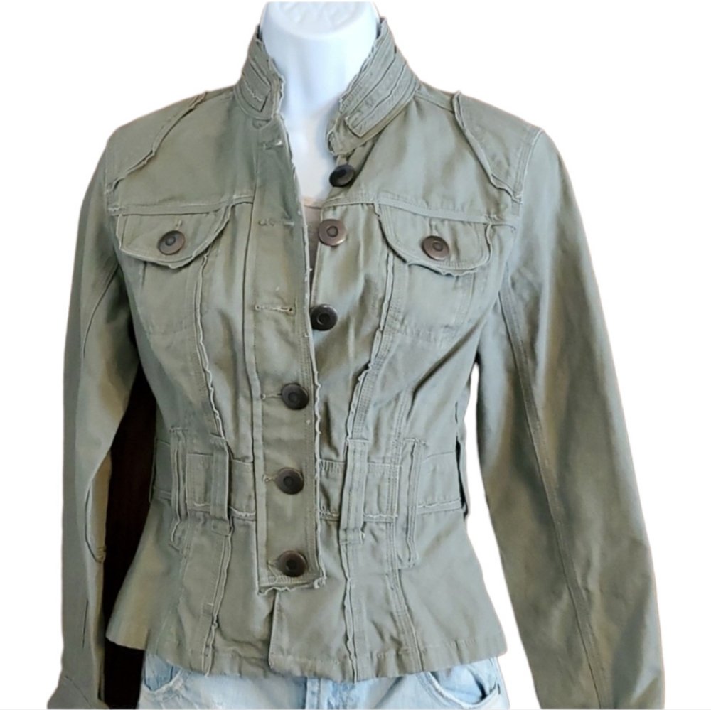 No Boundaries Army Green Denim Field Jacket